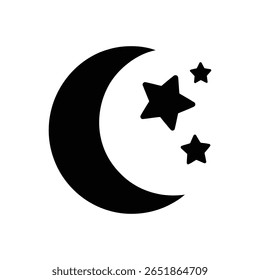Crescent moon icon vector isolated on white background