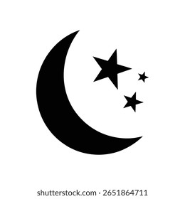 Crescent moon icon vector isolated on white background