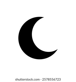 crescent moon icon vector on white background