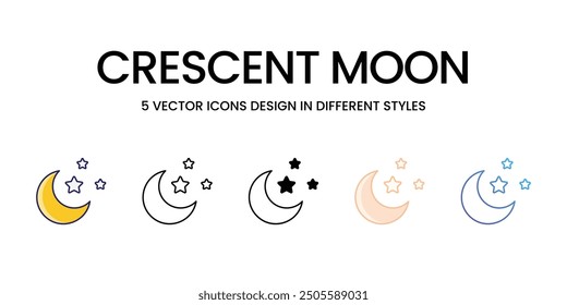 Iconos de luna creciente conjunto de Vectores Ilustración de stock