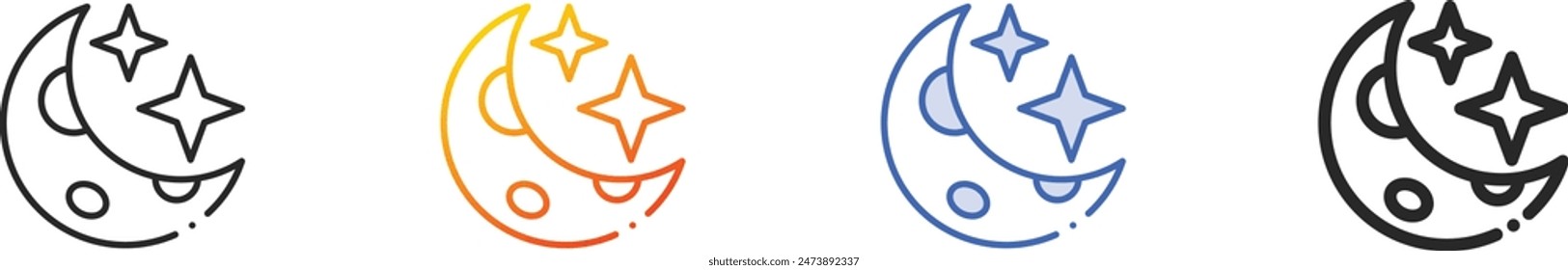 crescent moon icon.Thin Linear, Gradient, Blue Stroke and bold Style Design Isolated On White Background