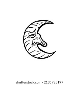 crescent moon illustration, can be used as a logo, mascot, etc