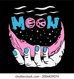 crescent moon illustration design for t-shirt screen printing design
