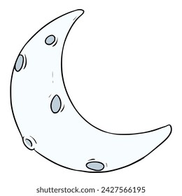crescent moon illustration hand drawn colored vector	
