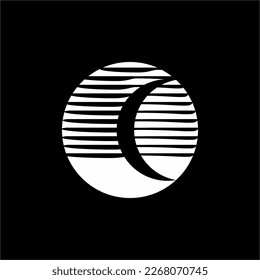 Crescent Moon illustration logo design in futuristic flat style.
