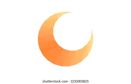 crescent moon illustration in low poly style on a white background