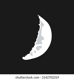 Crescent moon illustration vector with simple color in dark background, flat cartoon design style. Perfect for your design content material.