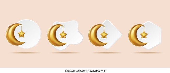 crescent and moon islamic ornament Greeting card vector illustration