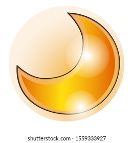 A Crescent moon isolated on a white background. Vector cartoon close-up illustration