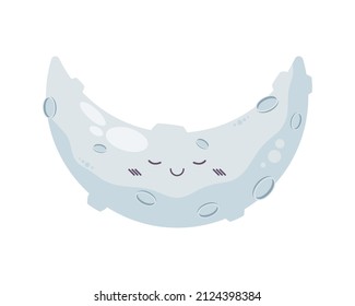 personaje cómico kawaii de la luna creciente