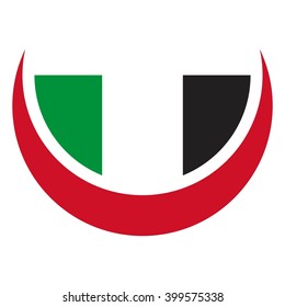 crescent moon and kuwait flag color logo vector.