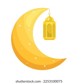 crescent moon and lamp muslim icon