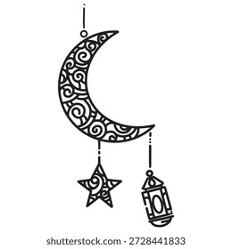 Lanterna Lua Crescente e Ornamento Decorativo Estrela	