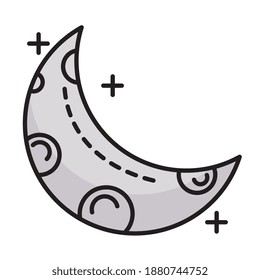 crescent moon line and fill style icon vector illustration design