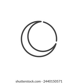 Icono de la línea Crescent Moon. signo de estilo lineal para concepto móvil y diseño web. Icono de vector de contorno de fase lunar creciente. Símbolo, ilustración del logotipo. Gráficos vectoriales