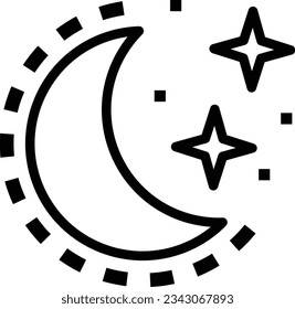 Crescent Moon Line Icon - Single Icon, Vector