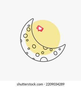 Crescent moon line style icon design illustration