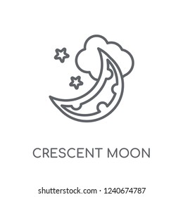 Crescent moon linear icon. Modern outline Crescent moon logo concept on white background from ASTRONOMY collection. Suitable for use on web apps, mobile apps and print media.