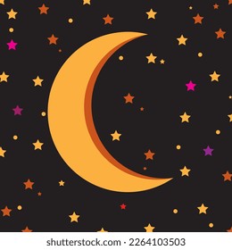 Crescent moon logo background vector illustration template design
