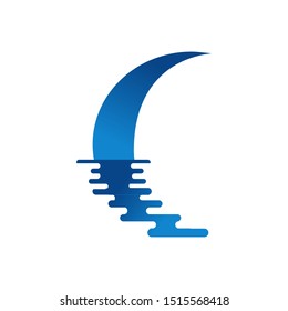 A Crescent Moon Logo with Blue Colour