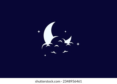 Crescent moon logo with cloud combination