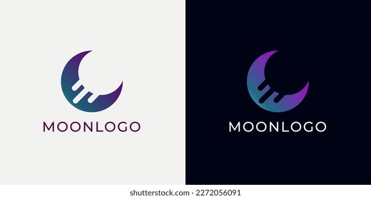 Crescent moon logo design. Abstract style illustration for background, cover, banner. Ramadan Kareem