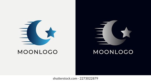 Crescent moon logo design. Abstract style illustration for background, cover, banner. Ramadan Kareem