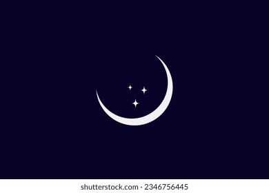 Crescent moon logo design with stars