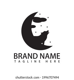 crescent moon logo icon vector