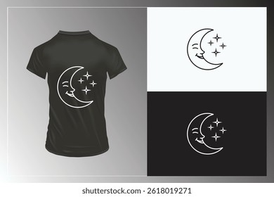 Crescent Moon Logo - T-Shirt Print With Mystic Night Theme