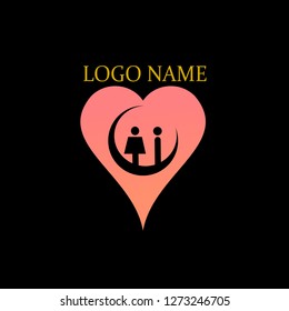 crescent moon love logo vector