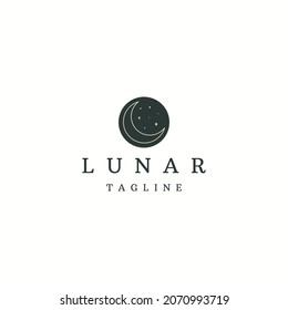 Crescent moon lunar line art style logo icon design template flat vector