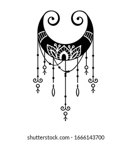 Crescent moon mandala style, moon decoration element