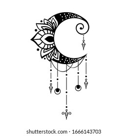 Crescent moon mandala style, moon decoration element