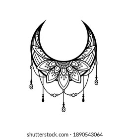 Crescent moon mandala style, moon decoration element 