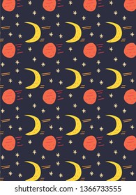 Crescent moon and mars pattern vector
