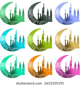 Luna creciente, mezquita es Eid al Adha, el símbolo principal de la religión musulmana.