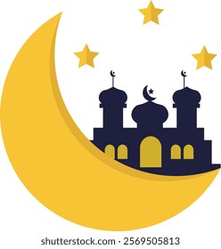 Crescent Moon and Mosque Graphic Illustration