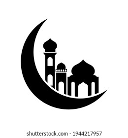 Crescent moon mosque icon design template