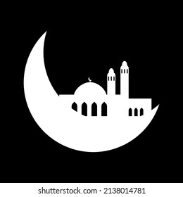 Crescent moon with mosque illustration