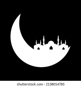 Luna creciente con ilustración de la mezquita