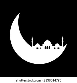 Crescent moon with mosque illustration