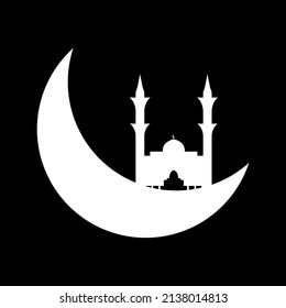 Luna creciente con ilustración de la mezquita