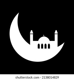 Crescent moon with mosque illustration