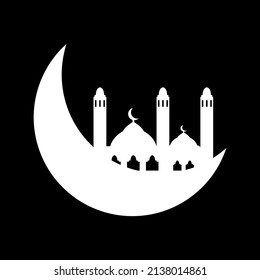 Crescent moon with mosque illustration