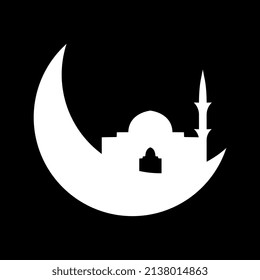 Crescent moon with mosque illustration