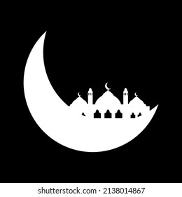 Luna creciente con ilustración de la mezquita
