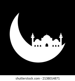 Crescent moon with mosque illustration