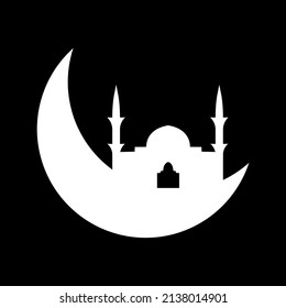 Crescent moon with mosque illustration