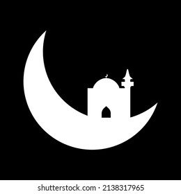 Crescent moon with mosque illustration